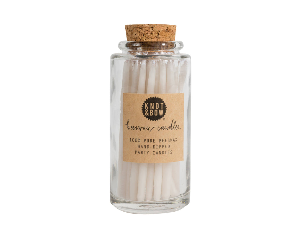 Ivory Beeswax Birthday Candles Jar