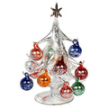 Red Co. 7.75 Argento Lucido Vintage Inspired Mini Glass Christmas Tree with 12 Removable Ornaments, BUON Natale Series