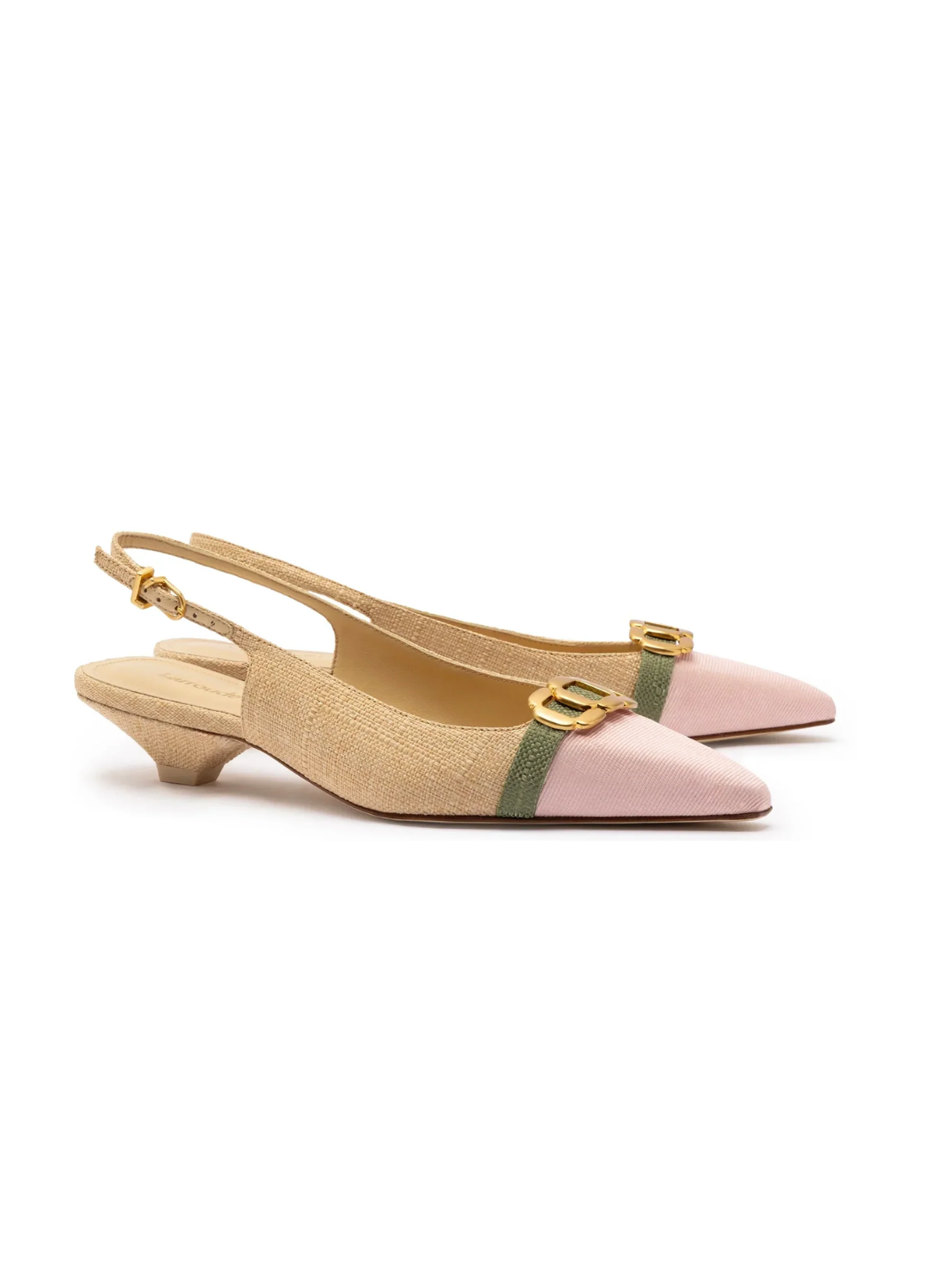LARROUDE | Franca Pump In Beige Raffia