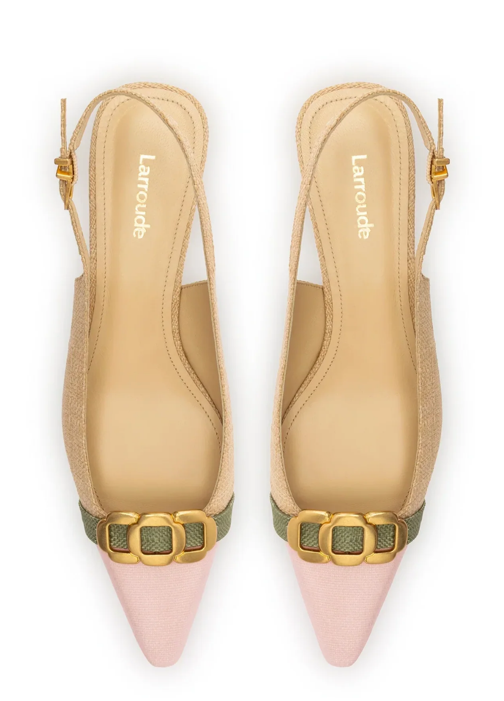 LARROUDE | Franca Pump In Beige Raffia