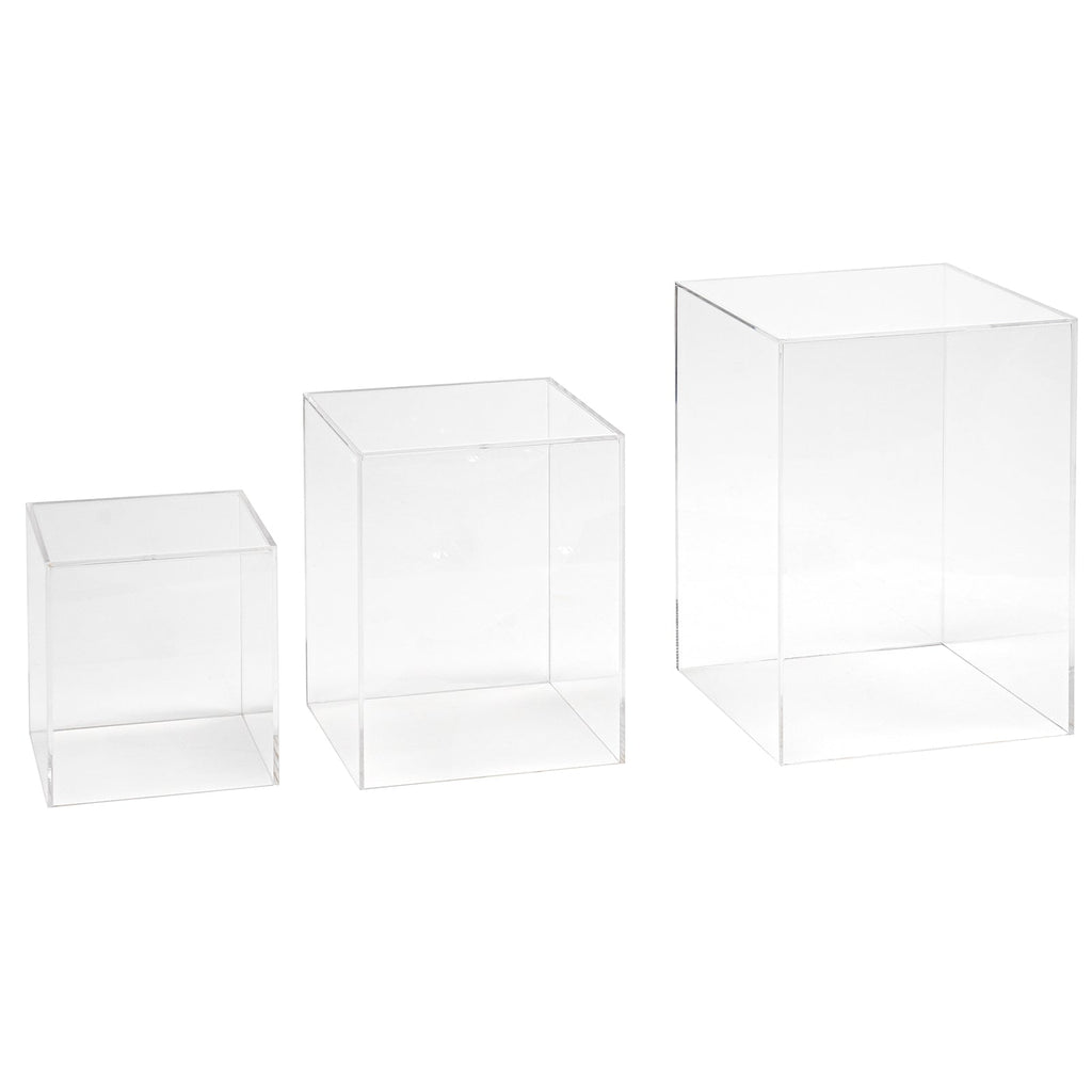 Red Co. Set of 3 (5, 7, 9) Square Clear Acrylic Event Decor Display Pedestal Stands with Polished Edges