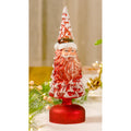 Red Co. 10” Light-Up Glass Christmas Tree Tabletop Display Figurine with LED Lights – Santa