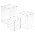 Red Co. Set of 3 (5, 7, 9) Square Clear Acrylic Event Decor Display Pedestal Stands with Polished Edges