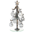 Red Co. 6 Small Metallic Silver Glass Christmas Tree Tabletop Decoration with Glittered Removable Ornaments