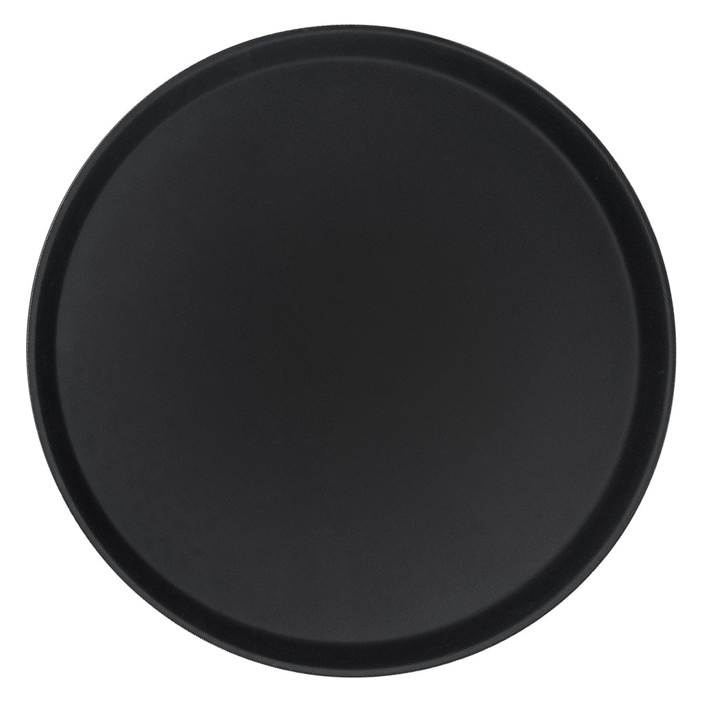 40.5cm Black Round Plastic Non-Slip Serving Tray