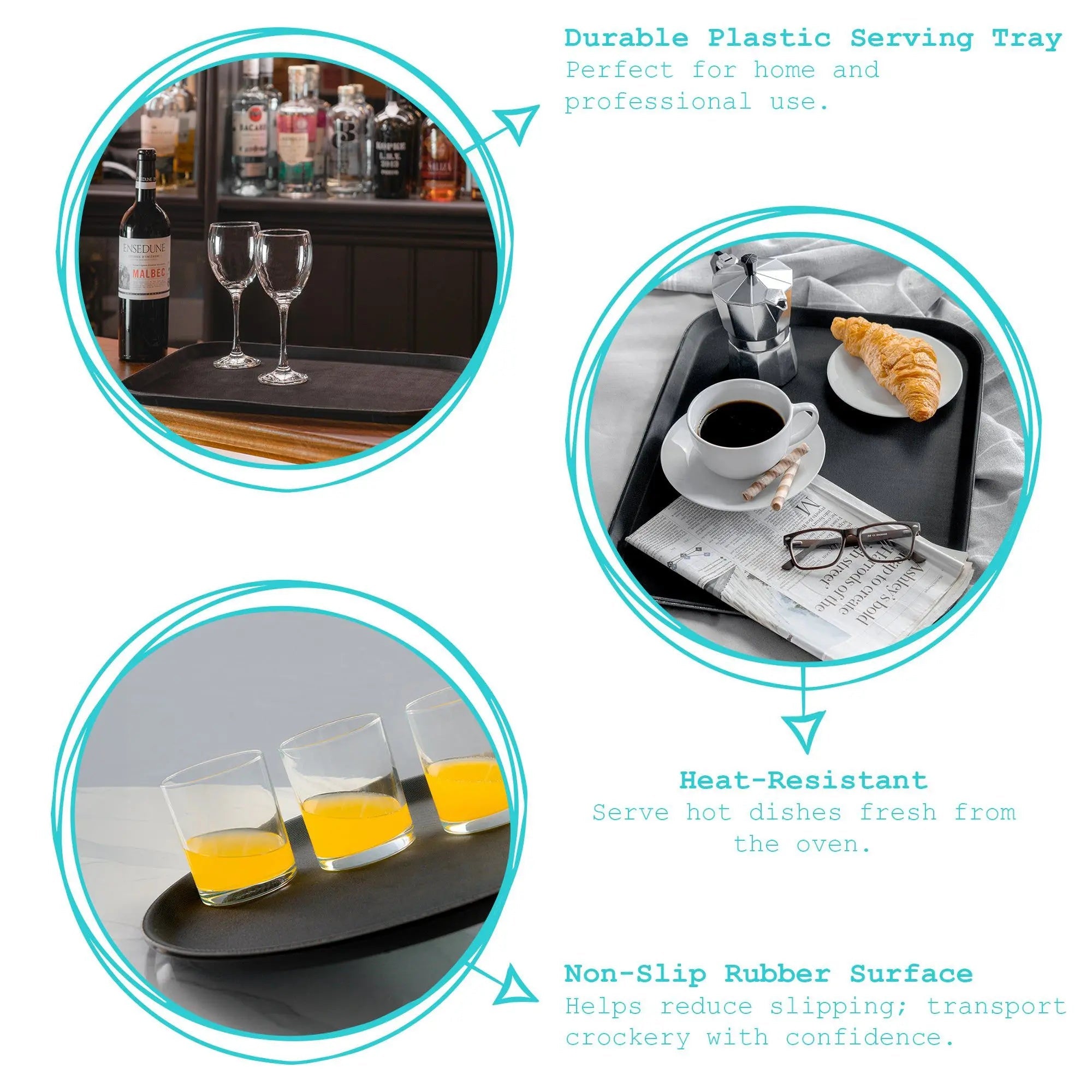 45.5cm x 35.5cm Rectangular Non-Slip Serving Tray