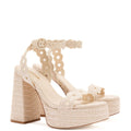 LARROUDE | Dolly Broderie Sandal In Natural Raffia