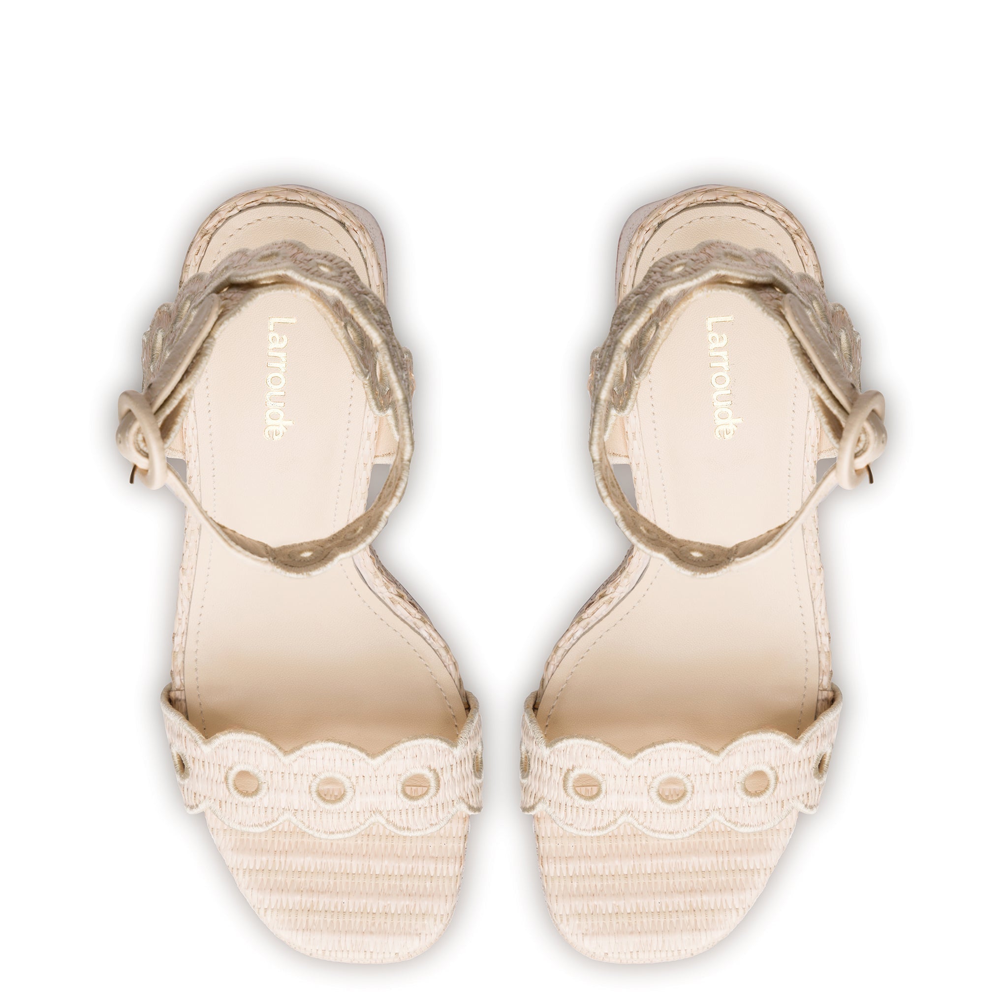 LARROUDE | Dolly Broderie Sandal In Natural Raffia