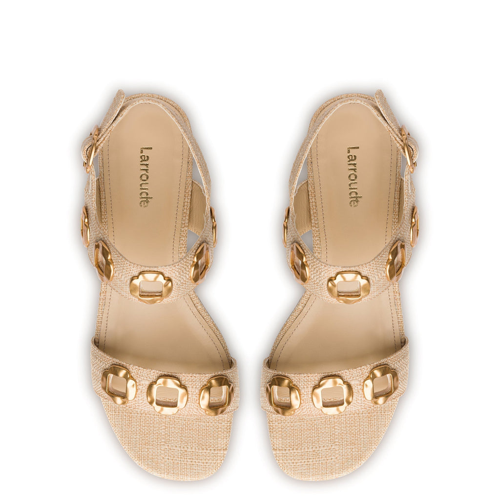 LARROUDE | Milan Sandal In Beige Raffia