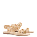 LARROUDE | Milan Flat Sandal In Beige Raffia
