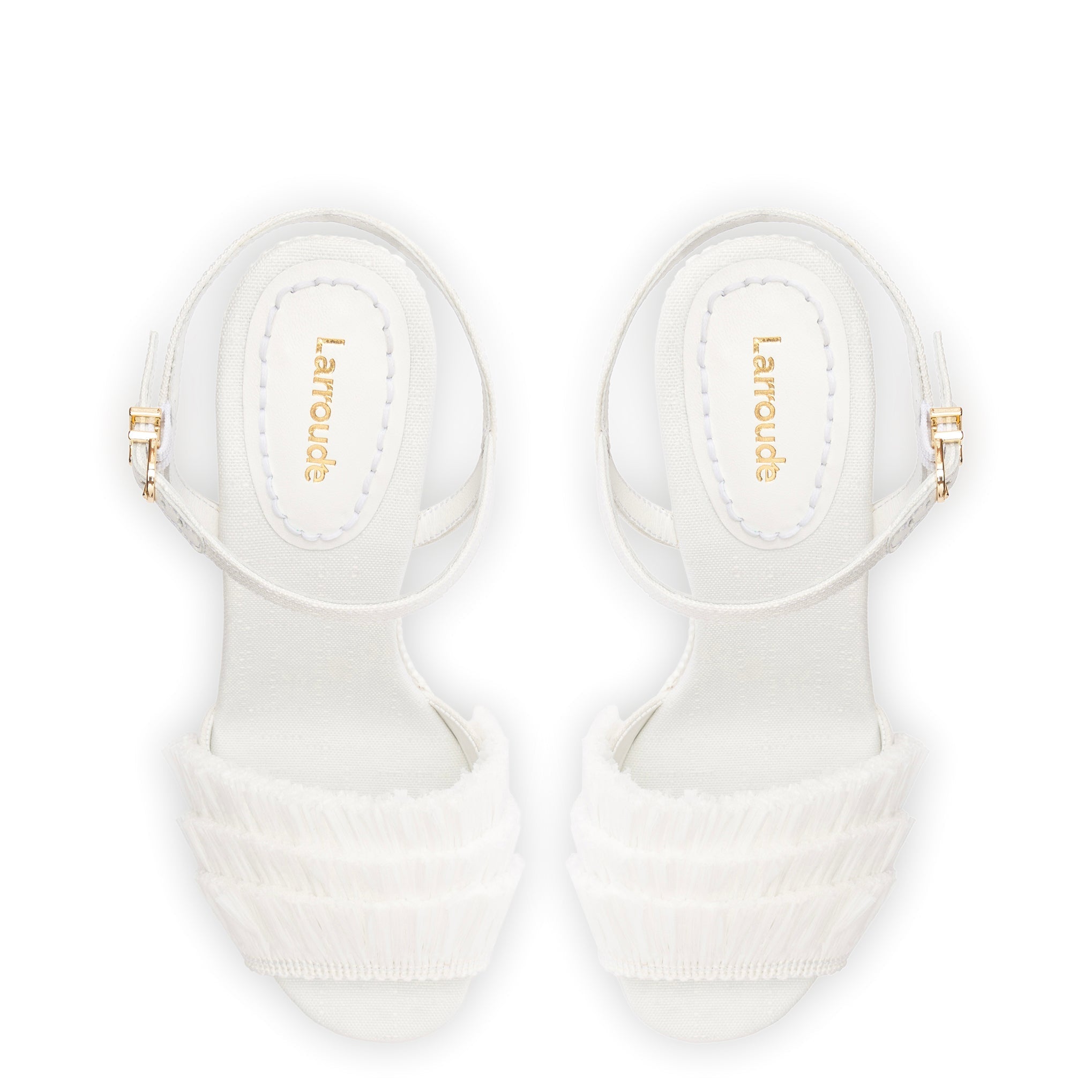 LARROUDE | Yves Fringe Wedge In White Raffia