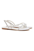 LARROUDE | Vicky Flat Sandal In White Fabric and Crystals