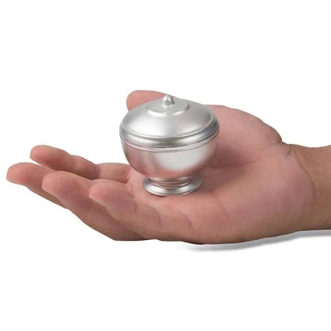Eskoffie Tureen with Lid,  Silver and White - 1.5 oz (45ml)