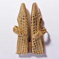LARROUDE | Verona Macrame Ballet Flat In Gold Metallic Leather