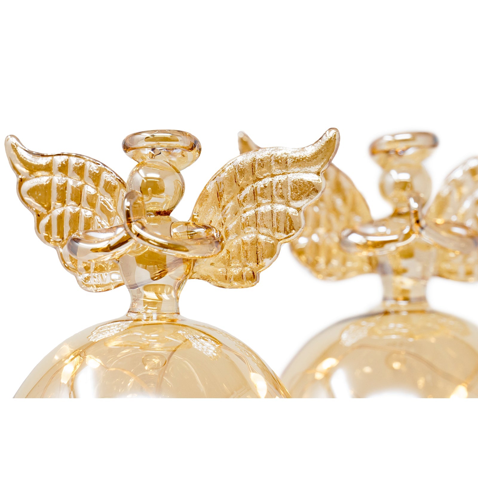 Red Co. 12 Gold Glass Christmas Praying Holy Angel Figurine Ornaments with LED Lights, Light-Up Holiday Season Décor – Set of 2