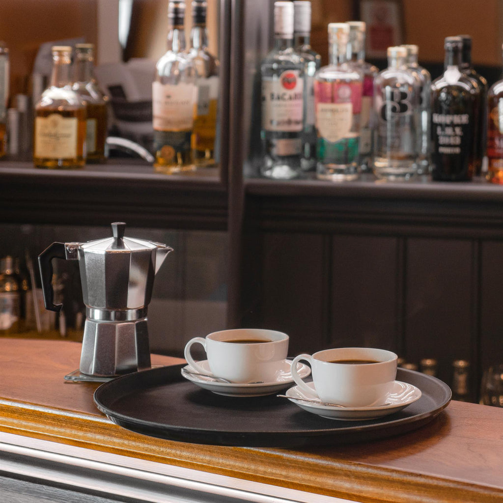 40.5cm Black Round Plastic Non-Slip Serving Tray