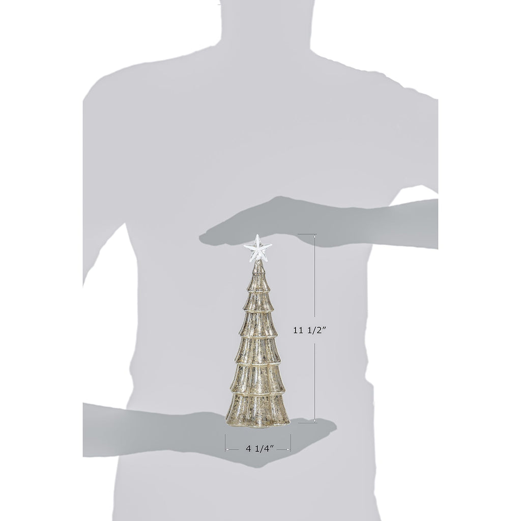 Red Co. 11.5” Light-Up Tabletop Christmas Tree Holiday Figurine with Star and LED Lights, Gold