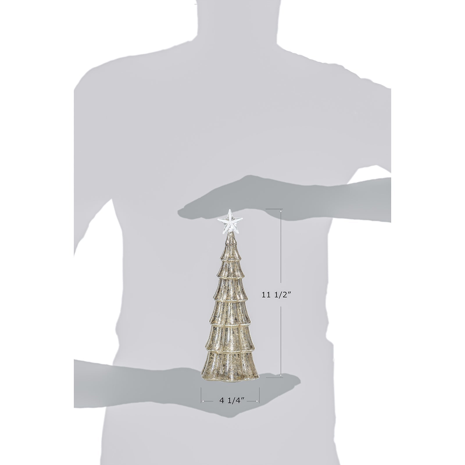 Red Co. 11.5” Light-Up Tabletop Christmas Tree Holiday Figurine with Star and LED Lights, Gold