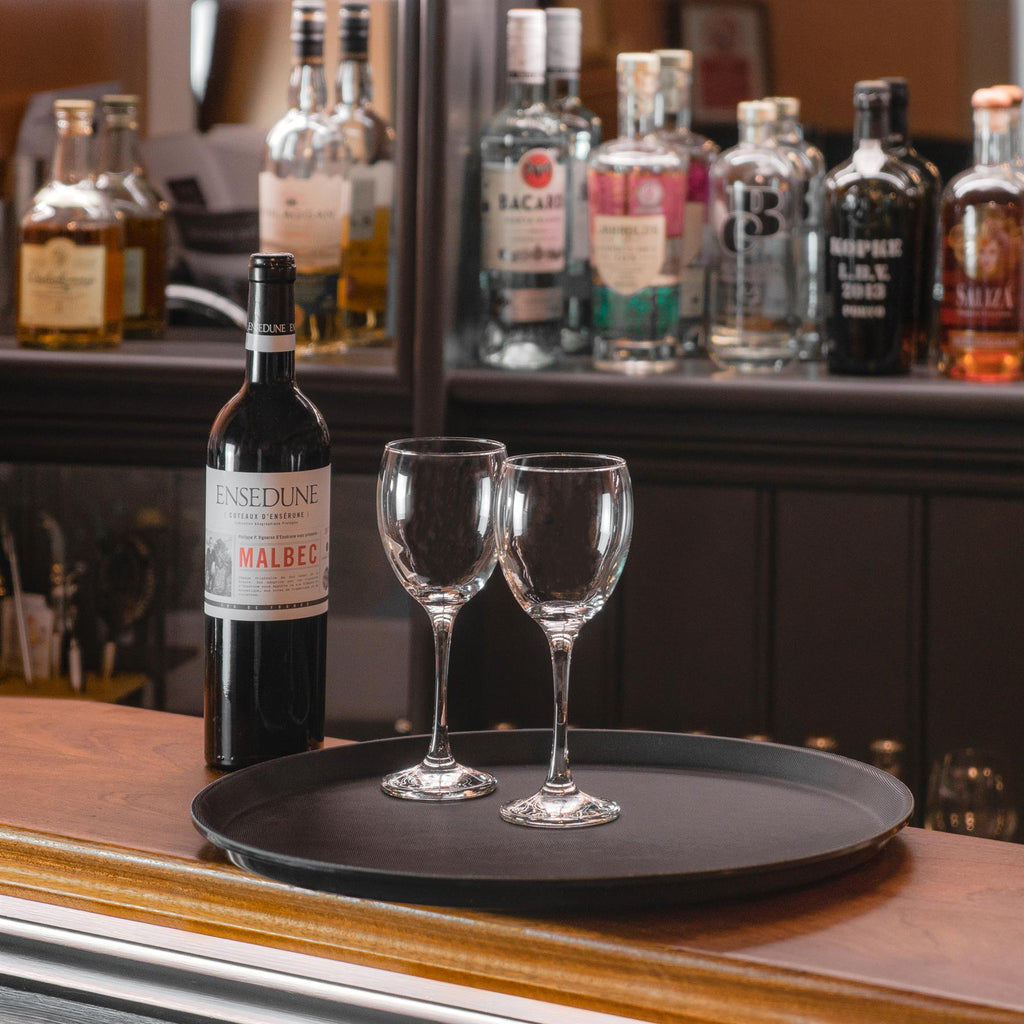 40.5cm Black Round Plastic Non-Slip Serving Tray