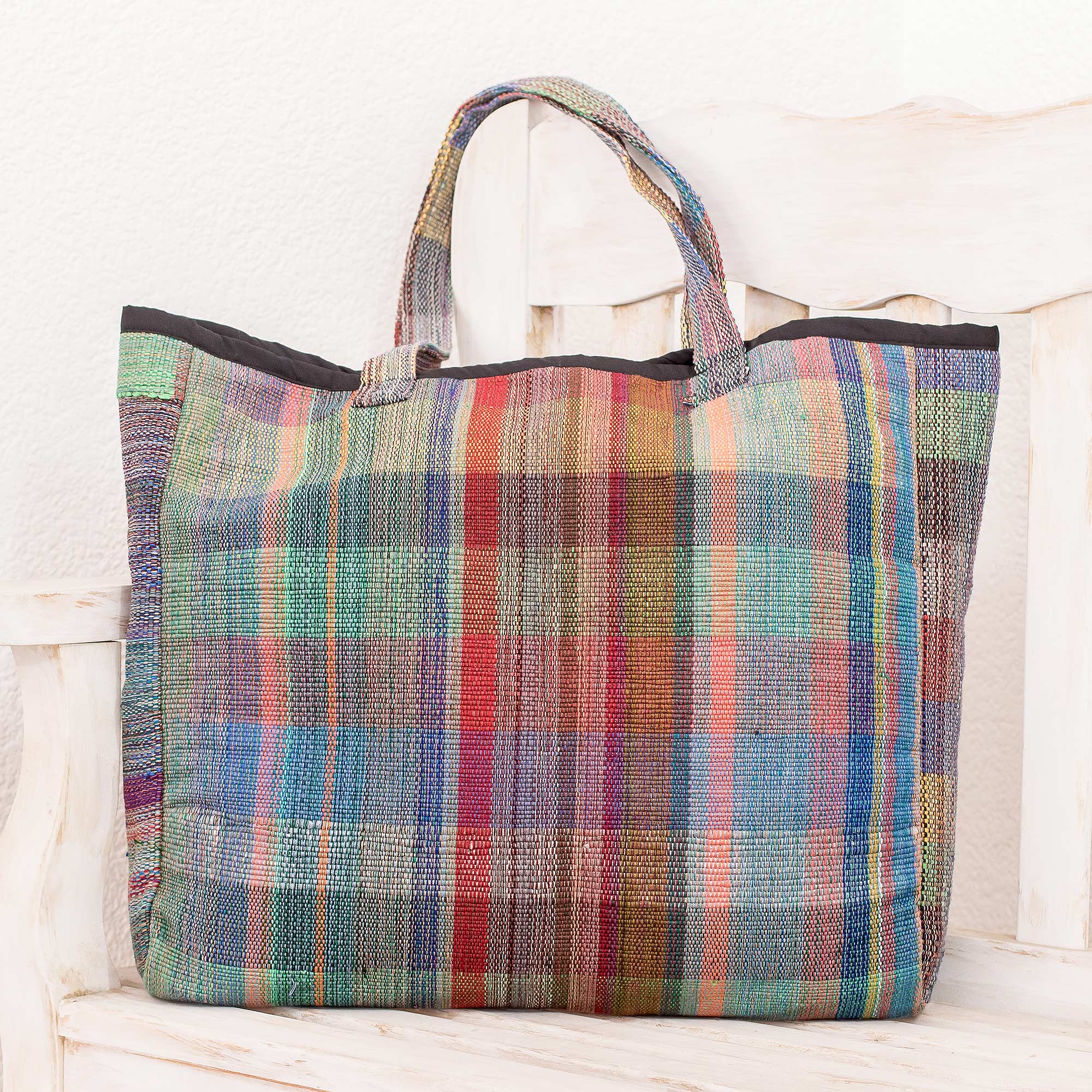 Cotton and Recycled Plastic Shopping Bag from Guatemala - Revived Shopping