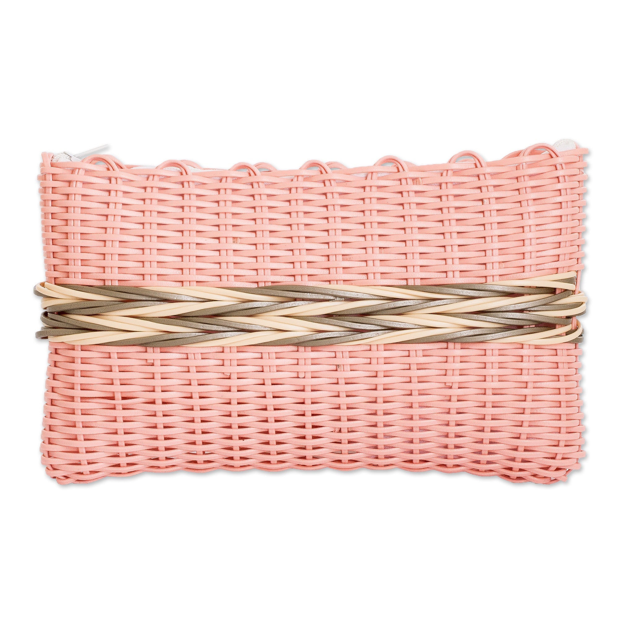 Hand-Woven Recycled Vinyl Cord Cosmetic Bag in Peach Hue - Peachy Keen