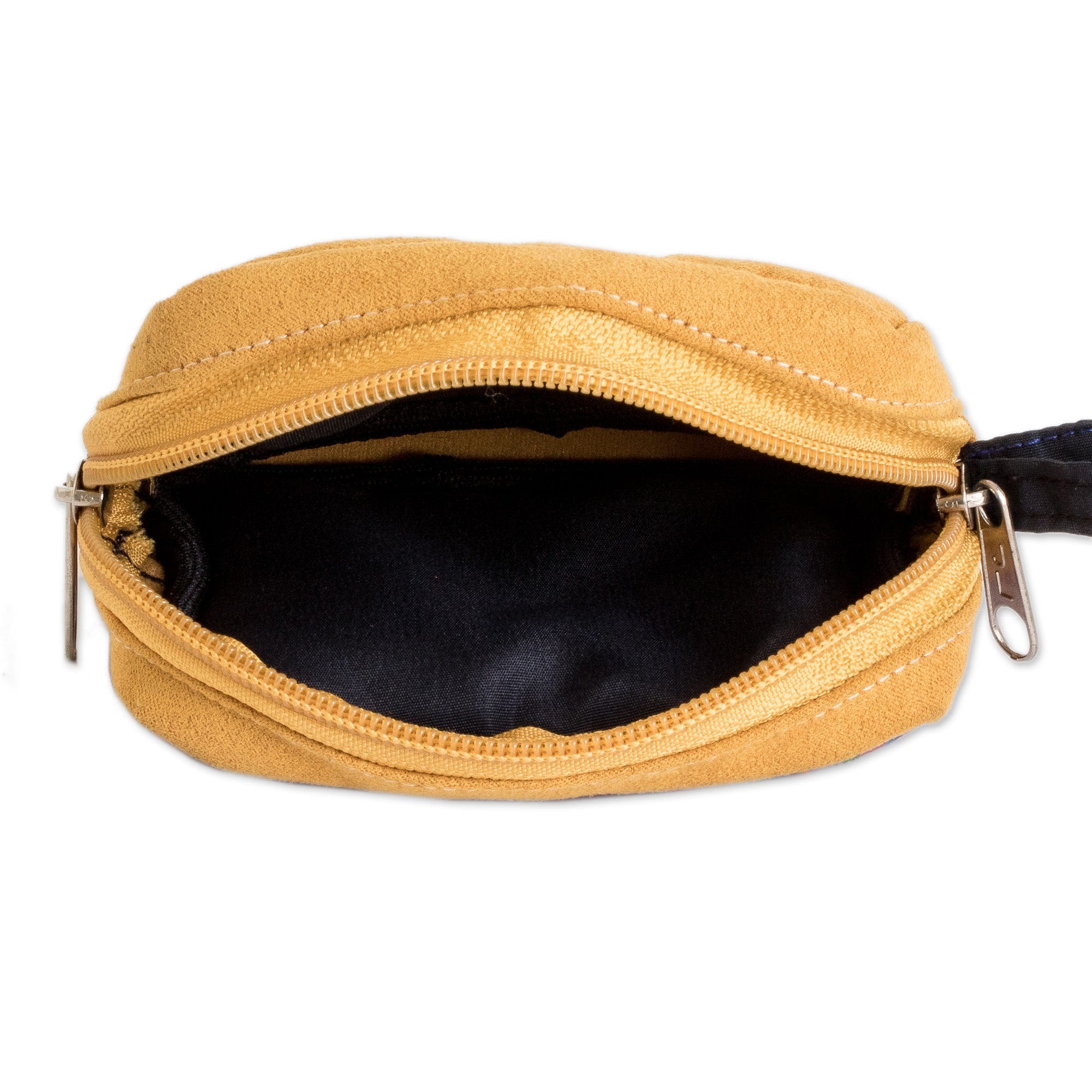 Mustard Cotton Coin Purse with Handwoven Geometric Motifs - Practical Mustard
