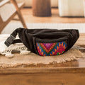 Adjustable Black Fanny Pack with Guatemalan Handwoven Accent - Guatemalan Heritage