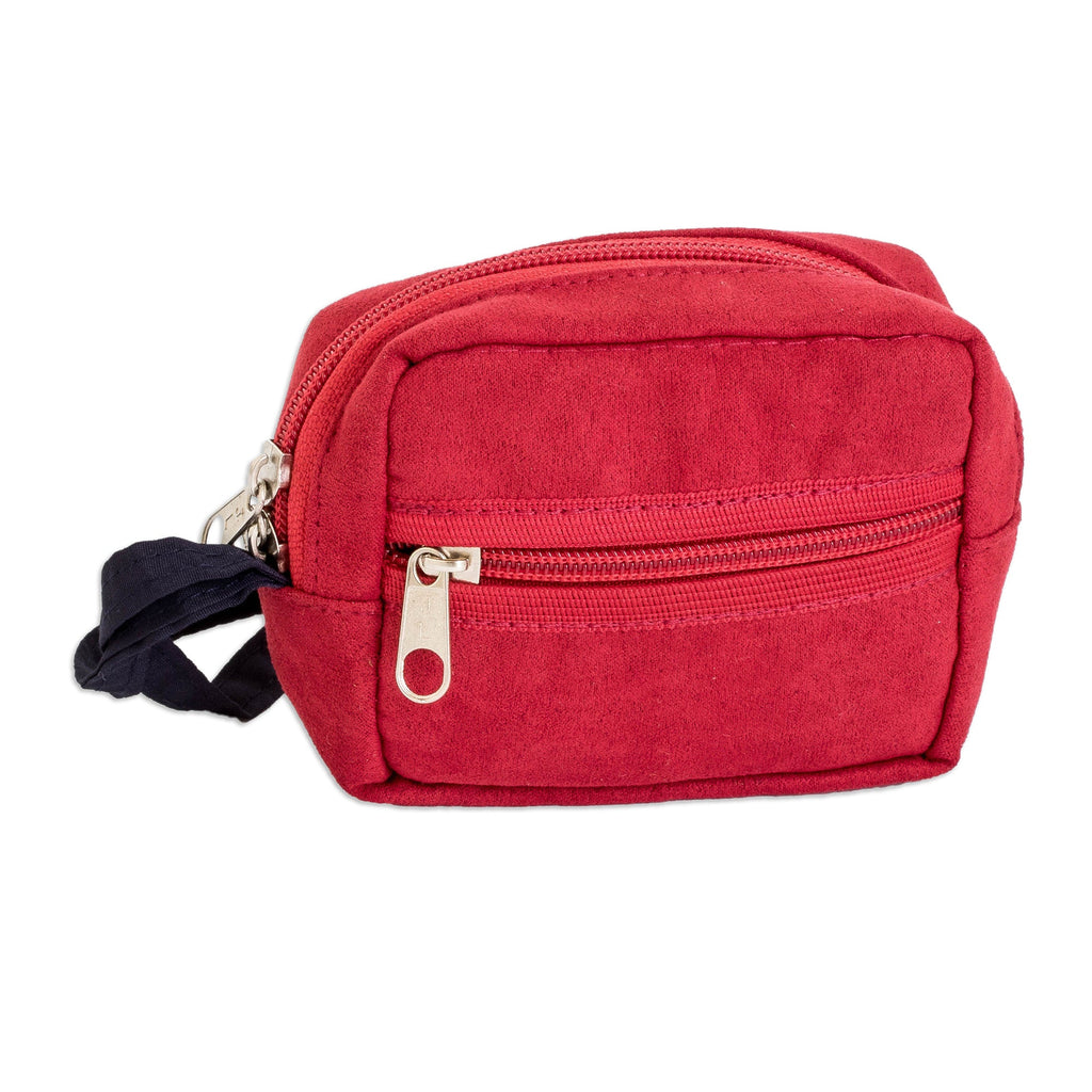 Red Geometric Cotton Coin Purse Hand-Woven in Guatemala - Vibrant Versatility